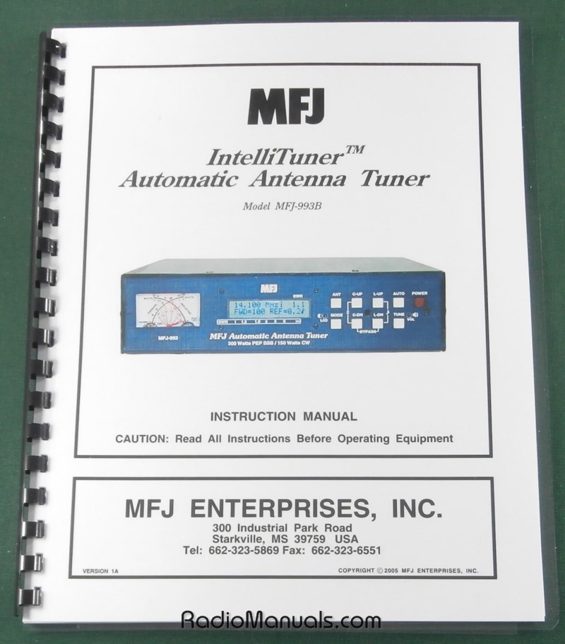 MFJ 993B Instruction Manual - Click Image to Close
